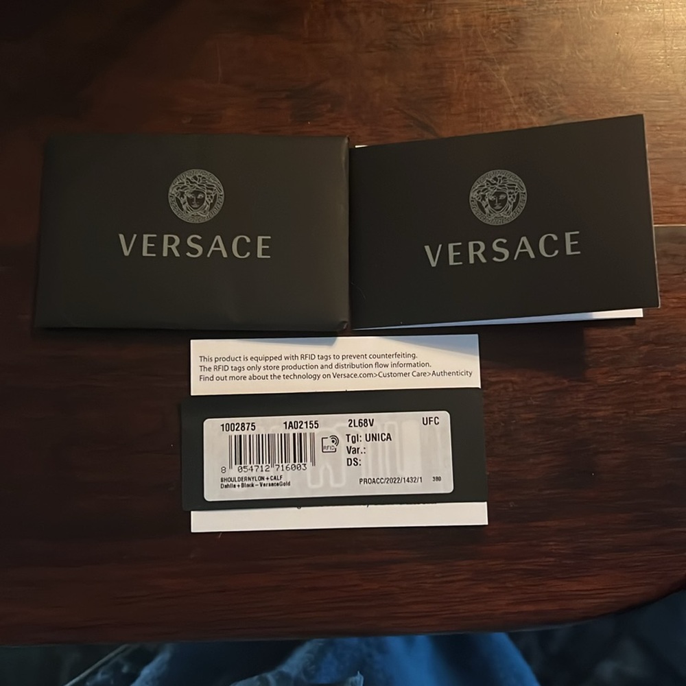 VERSACE Medusa Palazzo Nylon Bucket Bag Plum - Picture 12 of 15